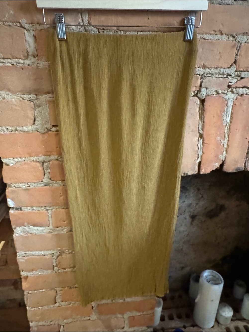 COS Olivey Gold Crinkled Silk Midi Skirt